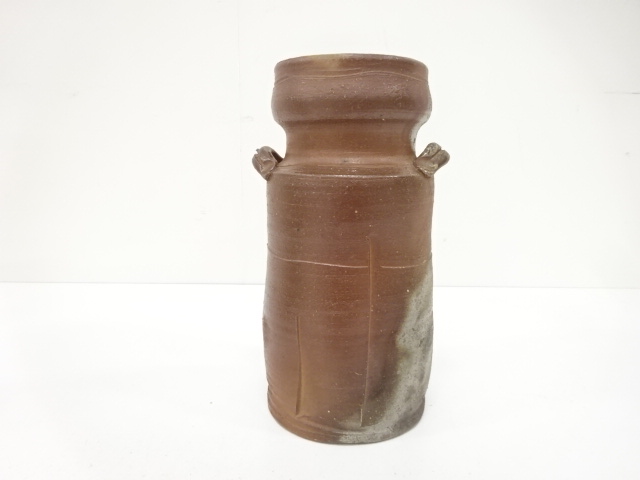  備前焼　日幡光顕造　耳付花入